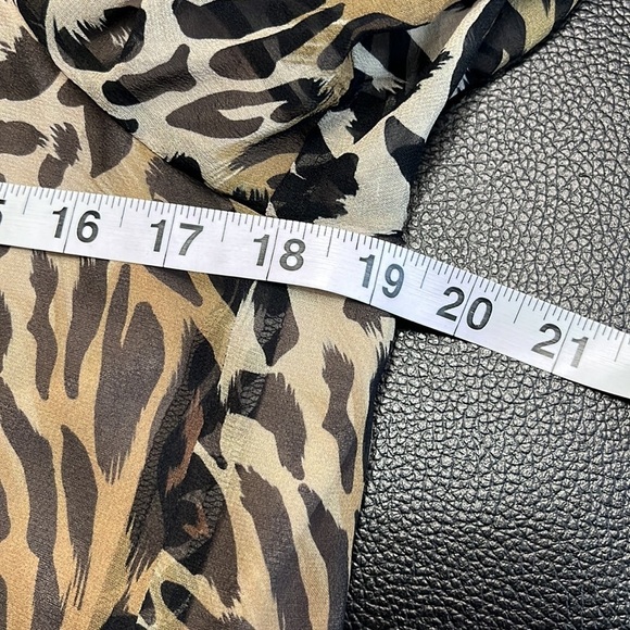 LUISA CERANO Leopard Silk Chiffon Dress Brown Cream Knee Length Shift Sz M - Picture 10 of 13